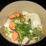 Soup stock ingredients before covering with water